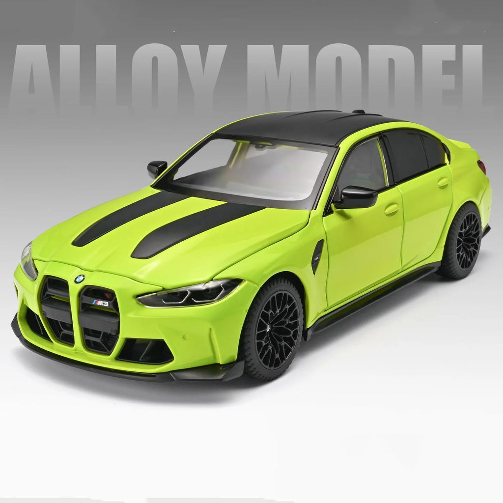 Model samochodu sportowego BMW M3 G80 Coupe w skali 1:24 – metalowy model kolekcjonerski z funkcjami dźwiękowymi i świetlnymi