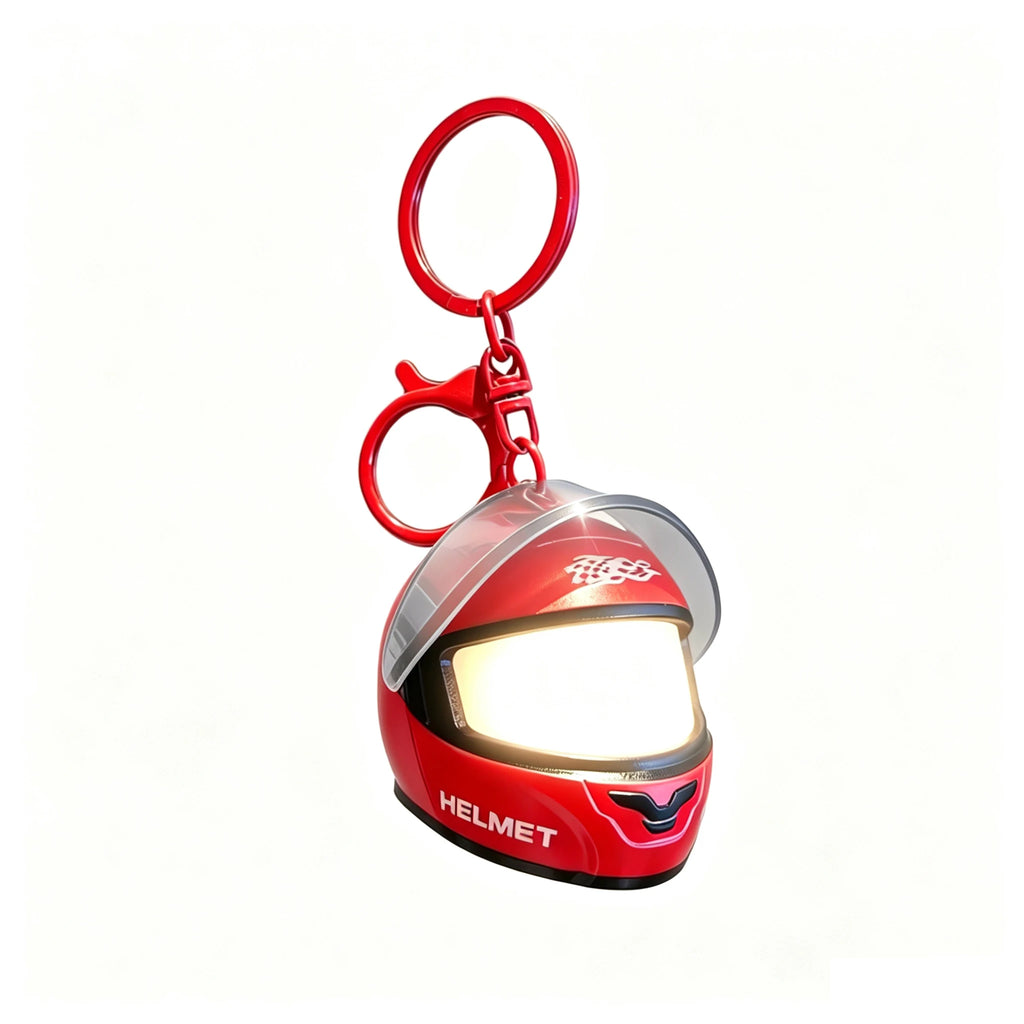 Świecący brelok do kluczy w kształcie kasku motocyklowego 3D – miniaturowy kask z funkcją latarki dla motocyklistów i miłośników motocykli