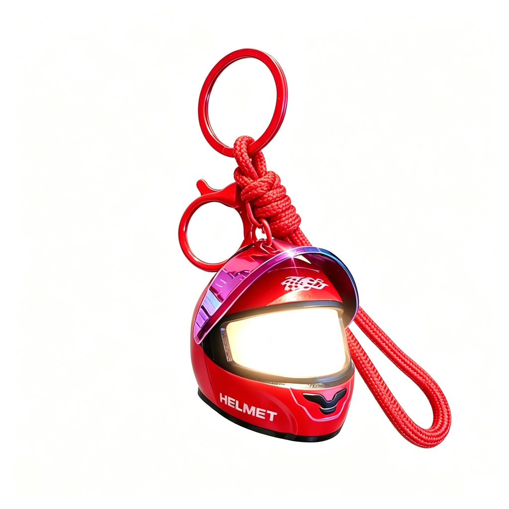 Świecący brelok do kluczy w kształcie kasku motocyklowego 3D – miniaturowy kask z funkcją latarki dla motocyklistów i miłośników motocykli