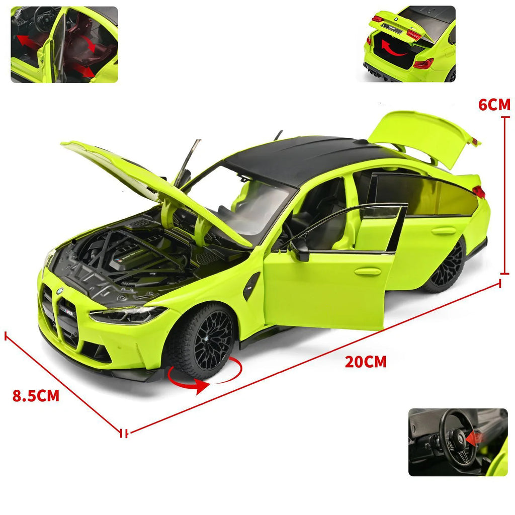Model samochodu sportowego BMW M3 G80 Coupe w skali 1:24 – metalowy model kolekcjonerski z funkcjami dźwiękowymi i świetlnymi